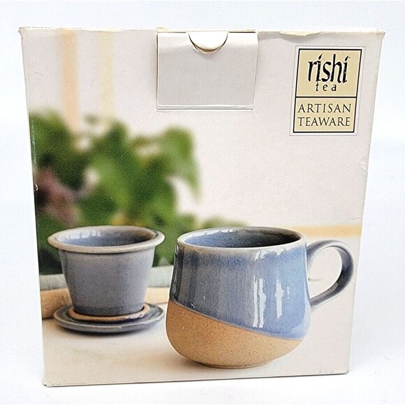 Rishi Artisan Tea Mug Cup With Infuser Lid Stoneware Indigo Sand Hand Crafted - Picture 10 of 12